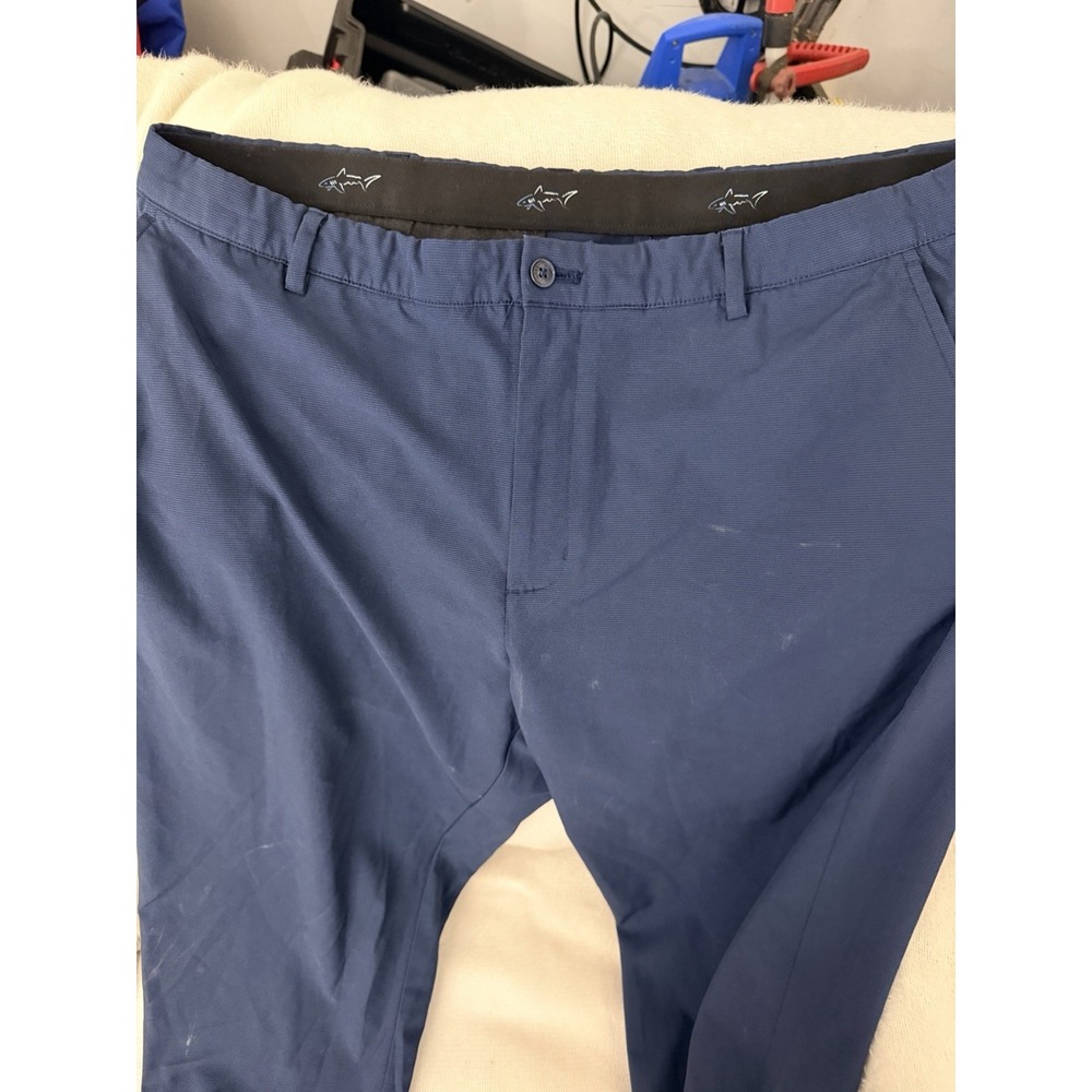 Greg Norman Golf Pants Mens 40x30 Navy Blue Shark Logo Stretch Performance